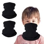 HEGCOIIE 2 Pack Kids Neck Warmer Fleece Windproof Winter Bandana Neck Gaiter Face Covering Snood Scarf Mask Multifunctional Headwear for Boys and Girls Skiing Running Cycling