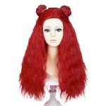 Probeauty Long Red Curly Wig for Girls Kids, Princess Red Movie Costume Wig with Buns for Halloween Cosplay Party