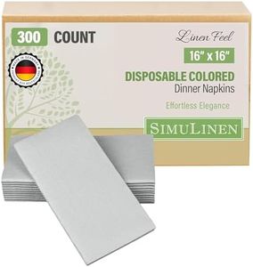 SimuLinen Silver Linen Feel Disposable Dinner Napkins - Cloth-Like Kosher Napkins for Celebrations, Weddings, and Showers, 16"x16", Box of 300