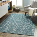 Mark&Day Outdoor Rugs, 10x14 Wijnaldum Global Indoor/Outdoor Aqua Area Rug, Non Shedding Blue White Carpet for Patio, Porch, Deck, Poolside, Bedroom or Living Room (10' x 14')