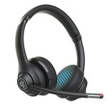 JLab Go Work Wireless Headsets with Microphone, 45+ Playtime PC Bluetooth Headset and Multipoint Connect to Laptop Computer and Mobile, Wired or Wireless Headphones