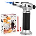 Butane Torch, Professional Culinary Torch Lighter, Blow Torch Refillable Portable, Kitchen Torch with Safety Lock and Adjustable Flame for Desserts BBQ Baking Camping (Butane Gas not Included)