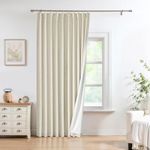 Sand Linen Pinch Pleated Full Blackout Curtains Energy Efficient Linen Texture Window Treatment Panel 84 Inches Long for Bedroom Thermal Insulated Back Tab Drapes with Hooks, 60"Wx84"Lx1