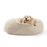 SAVFOX Plush Calming Dog Beds, Donut Dog Bed for Small Dogs, Medium, Large, X-Large & XX-Large, Comfy Cuddler Dog Bed and Cat Bed in Faux Fur, Washable Dog Bed, Multiple Sizes S-XXL