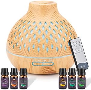 SPLITSKY 400ML Essential Oil Diffuser,Remote Control Aroma Diffuser with 6 Essential Oils Gift Set,Electric Scent Nebulizer Air Humidifier with 14 Colour Lights for home,bedroom