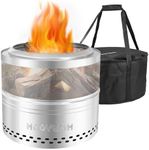 Smokeless FirePits for Outside Patio,Stainless Steel Wood Burning Fireplaces with Removable Ash Pan Portable Storage Bag for Camping Bonfire Backyard Garden (20 Inch)