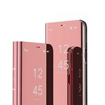 IMEIKONST iPhone 6+ Case Bookstyle Mirror Design Makeup Clear View Window Kickstand Full Body Protective Bumper Flip Folio Shell Case Cover for iPhone 6 Plus / 6S Plus Flip Mirror: Rose Gold QH