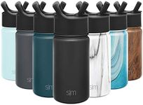 Simple Modern 415mL Summit Kids Water Bottle with Straw Lid - Travel Hydro Vacuum Insulated Flask Double Wall Liter - 18/8 Stainless Steel -Midnight Black