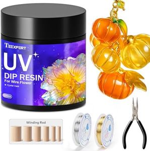 Teexpert UV Resin Dip for Wire Flowers Kit, 100g Crystal Clear UV Dip Resin with Pliers, 2Pcs 31FT Wires for Wire Shapes, Fast Cure Thick Glue for Jewelry Making, Holiday Surprise for DIY Art Crafts