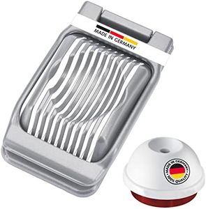 Westmark Set, 2 unidades, 1 cortador de huevos para rodajas redondas y ovaladas + 1 perforador de huevos, Aluminio/acero inoxidable/plástico, Duplex, Plateado/Rojo/Blanco, 102022E6