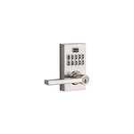 Kwikset 99170-003 SmartCode 917 Keypad Keyless Entry Contemporary Residential Electronic Lever Lock Deadbolt Alternative with Halifax Door Handle and SmartKey Security, Satin Nickel