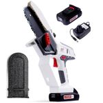 NETTA Cordless Mini Chainsaw 20V MAX, Handheld, Soft-Grip, Lightweight, 11cm Laser-Cut Blade, 2.0AH Lithium Battery & Charger Included