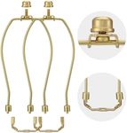 EIFHYT 9-Inch Lamp Harp Set - 2 Sets, Detachable Shade Holder for Table Lamps and Floor Lamps Adapter, with 3/8 Standard Saddle and Heavy Duty lampshade Holder Parts.(Polished Brass)