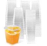 Atoke 50 Pack 150ml Reusable Plastic Dessert Cups with Lids,Parfait Appetizers Cups Tumbler Serving Cups for Mousse Pudding Tasting Party Desserts Fruit and Ice Cream