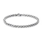 Beydodo Bracelet Chain for Men, Bracelet Stainless Steel Women 7.5 inch Silver Rolo Chain Bracelet 4mm Width