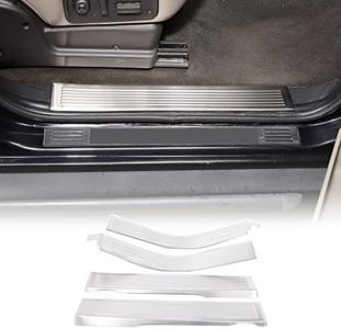 Qiosreui External Door Threshold Anti Slip Cover for Hummer H2 2003-2009, Door Entry Guards Anti-Scratch Deacl Protector, Car Door Sill Scuff Plate Waterproof Anti-Skid Cover Trim, Stainless Steel