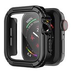 Recoppa Rugged Apple Watch Case 44mm with Screen Protector, Durable Military Grade Protective Cover for Apple Watch SE 6 5 4 (Black)