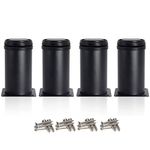 Drenky 4 Pcs Black Adjustable Legs 80mm Height Cabinet Legs Table Legs Furniture Legs, Stainless Steel Adjustable Height 0-15mm Come with Stainless Steel Screws