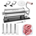 MASTER FENG Horizontal Sausage Stuffer Machine Stainless Steel Sausage Maker Packed with 8 Stuffing Funnels and 1 Silicone Piston 6.0LBS Capacity