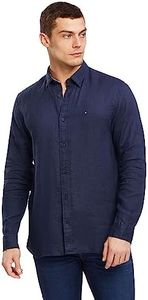Tommy Hilfiger Men's WCC Premium Linen Shirts Navy, Navy, LG