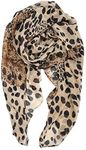 YOUR SMILE Ladies/Women's Lightweight Floral Print/Solid Color mixture Shawl Scarf For Spring Summer season (Leopard 2)