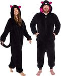 Funziez! Slim Fit Sherpa Adult Onesie - Animal Halloween Costume - Plush One Piece Cosplay Suit for Women and Men