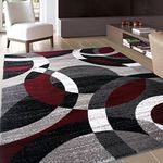 Rugshop Contemporary Abstract Circles Perfect for high Traffic Areas of Your Living Room,Bedroom,Home Office,Kitchen Area Rug 3'3" x 5' Red