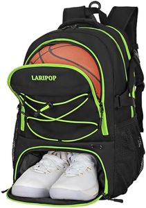 LARIPOP Gifts for Men,Basketball Backpack-Large Basketball Bag with Shoe Compartment and Ball Holder,Water Resistant for Sport Training Equipment Fits Soccer,Volleyball,Gym,Travel Gifts