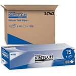 Kimberly-Clark Professional Kimtech™ Science Kimwipes Delicate Task Wipers (34743), White, 3-Ply, 15 Pop-Up Boxes / Case, 100 Sheets / Box, 1,500 Sheets / Case