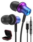 iMangoo for iPhone 14 Pro Max MFi Certified Lightning Headphones HiFi Stereo In Ear Wired Earbuds Magnetic Earphone with Microphone Volume Control Headset for Apple iPhone 13 12 Mini 11 10 X XR Purple