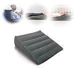 Inflatable Bed Wedge Pillow-Fast Inflating/Deflation Valve-Portable Travel Leg Elevation,Adjustable Incline Pillow for Back Support,Sleeping, Acid Reflux,Snuoring,Footrest 23.6" x 22" x 7"(Gray)………