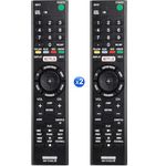 [Pack of 2] RMT-TX100U Newest Universal Sony TV Remote for All Sony TV and Bravia TV, Replace for All Sony LCD LED HD and Sony UHD Crystal 4K Smart HDR OLED TV,with Netflix Buttons for XBR KDL Series