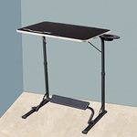 WOW MATE - XL Pro Table Mat Finish Engineered Wood Top Size 60 * 45cm (2'x1.5') Multipurpose All-in-One Laptop Table Steel Frame (XL Pro Black, Top 60 * 45cm)