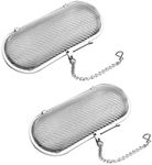 Tea Ball, 2 Pcs Tea Filter, Floating Stainless Steel Mesh Tea Infuser Oval Loose Leaf Tea Steeper Soups Oil Spice Herb Tea Strainer Holders Filter for Kitchen Cooking Office Home Supplies, Silver