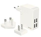 Leitz USB Wall Charger, 4 USB ports, 2.4 A, Complete Range 62190001 - White