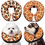 Protective Inflatable Dog Recovery Cone Collar for Small Medium Large Dog, Donut Leopard Cone Alternative After Surgery for Dogs Cats (Leopard-M)