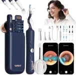 Bebird Earsight Plus Ear Wax Removal Tool Camera, Ear Cleaner with Flexible Wireless Ear Camera Otoscope, Painless Visual Ear Pick Tweezers Wax Remover, Portable Ear Cleaning Kit for Adults/Kids, Blue