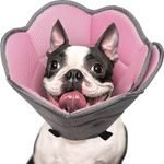 IECOii Soft Dog Cone,Comfy Dog Cone for Dogs After Surgery,Adjustable Dog Neuter Cone Alternatives to Stop Licking,Dog Neck Cone Recovery Collar Dog Cones for Medium Dogs Pug,French Bulldog,Pink-M