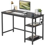 CubiCubi Computer Home Office Desk with Storage Shelves, 40 Inch Small Study Writing Table, Industrial Modern Design Workstation, Black