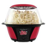 West Bend 82707 Stir Crazy Electric Hot Oil Popcorn Popper Machine Offers Large Lid for Serving Bowl and Convenient Storage, 6-Quarts, Red