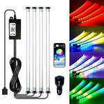 GZ5CG Car Led Foot Well Light Strip Bendable PVC Light Tube Interior Under Dash RGB 72LEDs Customizable 210 Modes Static/Chase/Gradient/Strobe, Music Sync, Timer, with App Switch USB 5V DC 12V