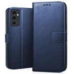 CEDO Samsung Galaxy M35 (5G) Flip Cover | Leather Finish | Inside Pockets & Inbuilt Stand | Shockproof Wallet Style Magnetic Closure Back Case Flipcover (Blue)