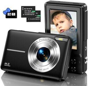 DIVINE 1080P Kids Digital Camera with 32Gb Card, 2 Batteries, Lanyard, 16X Zoom Anti Shake, 44Mp Compact Portable Small Point and Shoot Cameras Gift for Kids Student Children Teens Girl Bo (DDC-51)