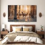 The Castle Decor 5 Reindeer Autumn Jungle Sunrise Set of 5 Big Size (36x60) Multiple Frames Wall Art Painting for living room,Bedroom,Drawing room,Hotels-Wooden Framed-Digital Painting