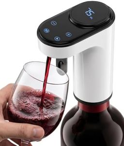 NutriChef 3-in-1 Electric Wine Aerator | Aerates, Vacuum Seals, & Dispenses | Includes 3 Bottle Adapters, 2 Vacuum Stoppers & 2 Straws | Rechargeable LED Touch Screen with Measured Pours | White