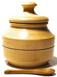 Naha Decor CRAFT STUDIO Eco-Friendly Hand Made Natural Wooden Craft Container Jar with Spoon for Spice / Salt / Tea & Coffee