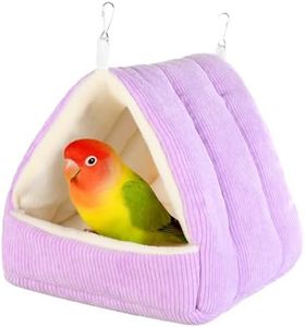 Hoopttay Bird Bed for Cage Winter Warm Bird Bed with Soft Plush Hanging Hammock & Hut Tent, Hideaway Sleeping Nest for Budgies, Parakeets, Cockatiels (Purple, M)
