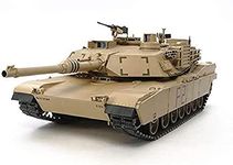 TAMIYA 56041 US KPz M1A2 Abrams Full Option Kit 1:16 Scale Model Building, RC Tank, Assembly Instructions (May not be in English), Including Motor, Brown