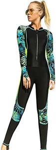 FEOYA Full Zip Wetsuits Men and Women Guardian Track Jackets Quick Dry Sunsuit Youth Thin Wetsuit Rash Guard M Black/Green