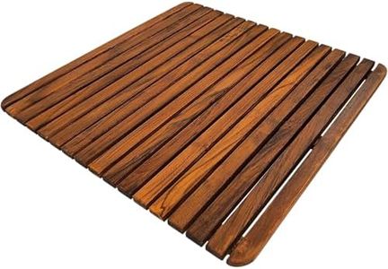 Nordic Style Premium Teak Shower and Bath Mat for Indoor and Outdoor Use - Non-Slip Wooden Platform for Spa, Sauna, Pool, Hot Tub - Flooring Decor and Protector (24" x 24", Oiled Finish)